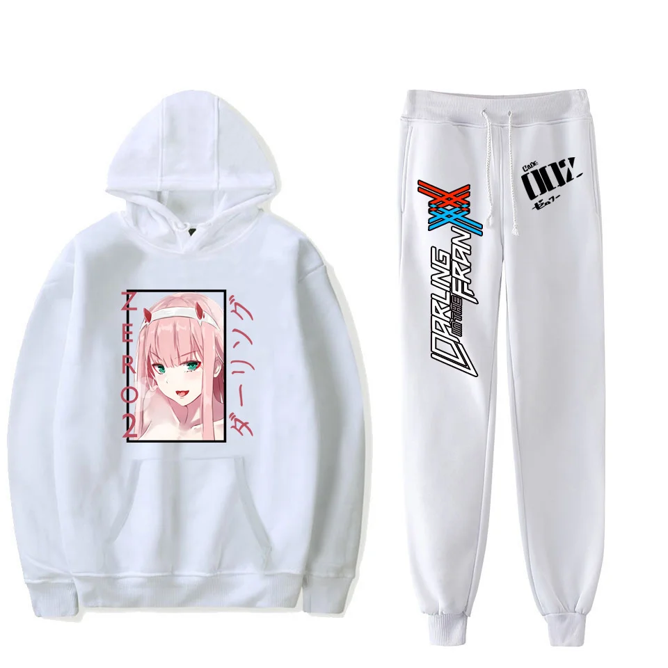 

Zero Two Pants Suit Anime Cosplay Darling In The Franxx Cute Print Oversized Hoodies And Sweatpants Hooded Sweatshirt Tracksuits