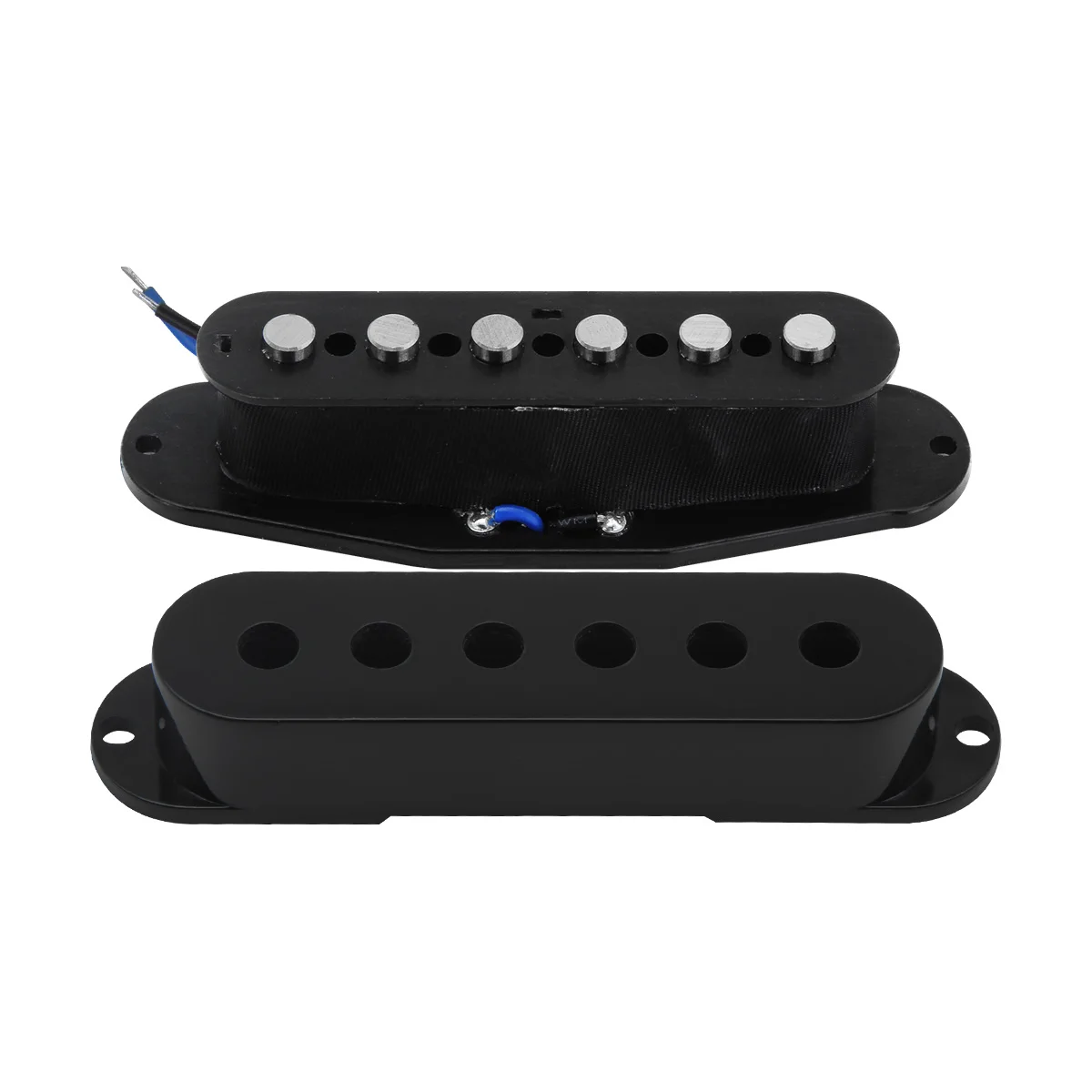 FLEOR 3pcs Alnico 5 Pickup Set Dual Rails & Single Coil Pickups Black for SSS Electric Guitar