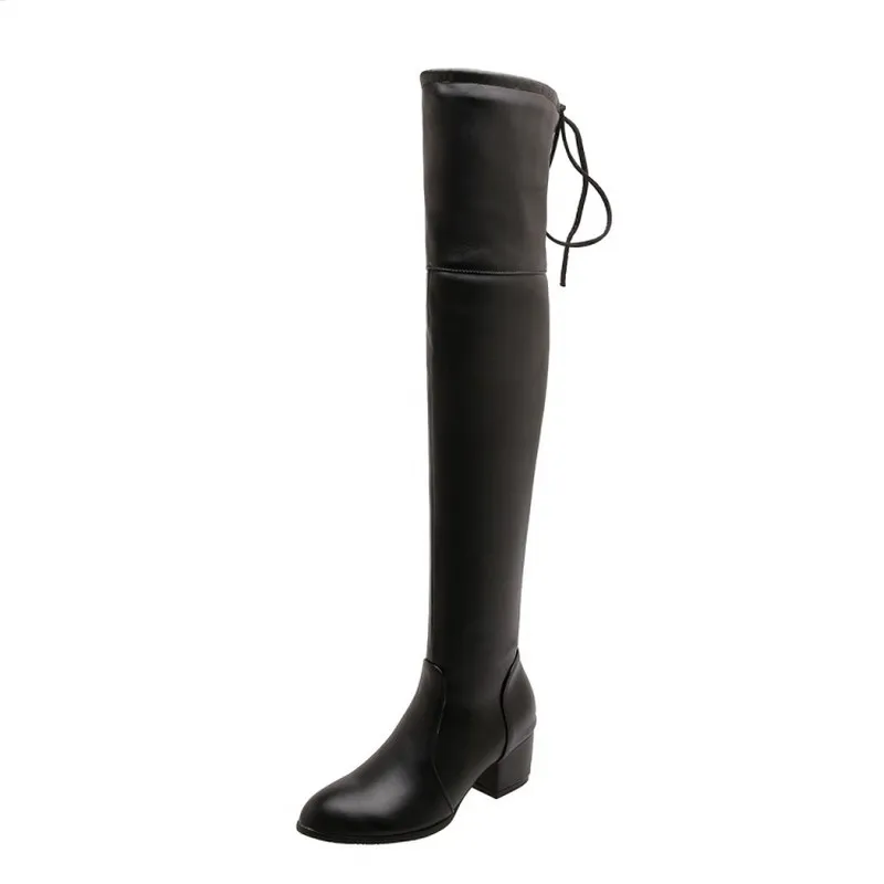 Brand New Winter Sexy Black White Women Thigh High Boots Glamour 5.5cm Heels Lady Riding Shoes Plus Size Over-the-Knee boots