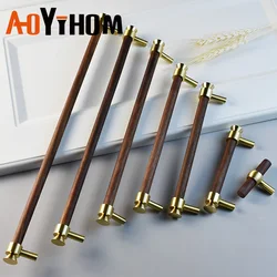 AOYIHOM Modern Minimalist Black Walnut Shoe Cupboards Wardrobe Door Knob Gold Kitchen Furniture Handle Brass Drawer Cabinet Pull