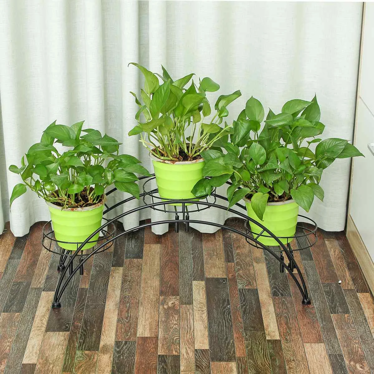 3 Tier Metal Plant Flower Floor Stand Shelves Rack Plant Flower Display Stand Shelf Storage Rack Outdoor Garden Flower Holder