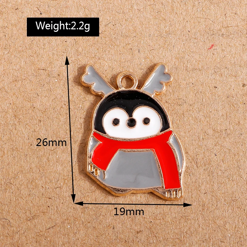 10 Stück Mix süße Emaille-Weihnachtsanhänger für die Schmuckherstellung, Weihnachtsbaum, Hirschglocke, Charms-Anhänger für Halsketten, Ohrringe, Geschenke – Detail 6