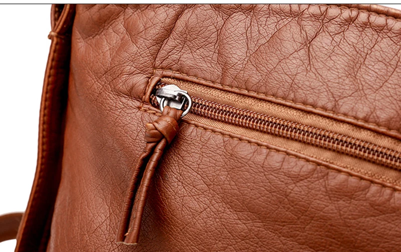 Yogodlns Weiche PU Leder Schulter Tasche Frauen Retro Umhängetasche Doppel-reißverschluss Weiblichen Umhängetasche Große Kapazität Täglichen Handtasche – Detail 23