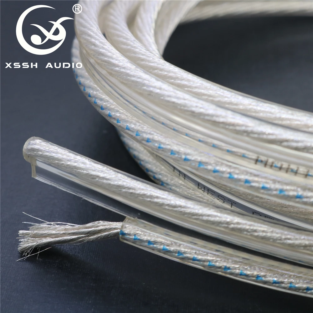XSSH YIVO OEM ODM 2*4mm Silver Plated OFC Pure Copper Flat Speaker Cable Bulk Audio Video Monitor Wire White