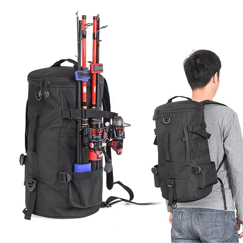 

23L Multifunctional Waterproof Cylinder Fishing Bags Outdoor Size Sport Travel Shoulder Reel Lure Rod Storage Backpack