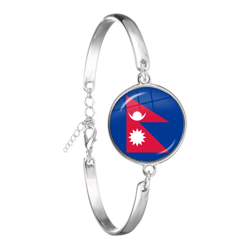 Iraq,Yemen,Nepal,Bangladesh,Maldives,Lebanon National Flag Bracelet 18mm Glass Cabochon Chain Bangle For Women Men Gift