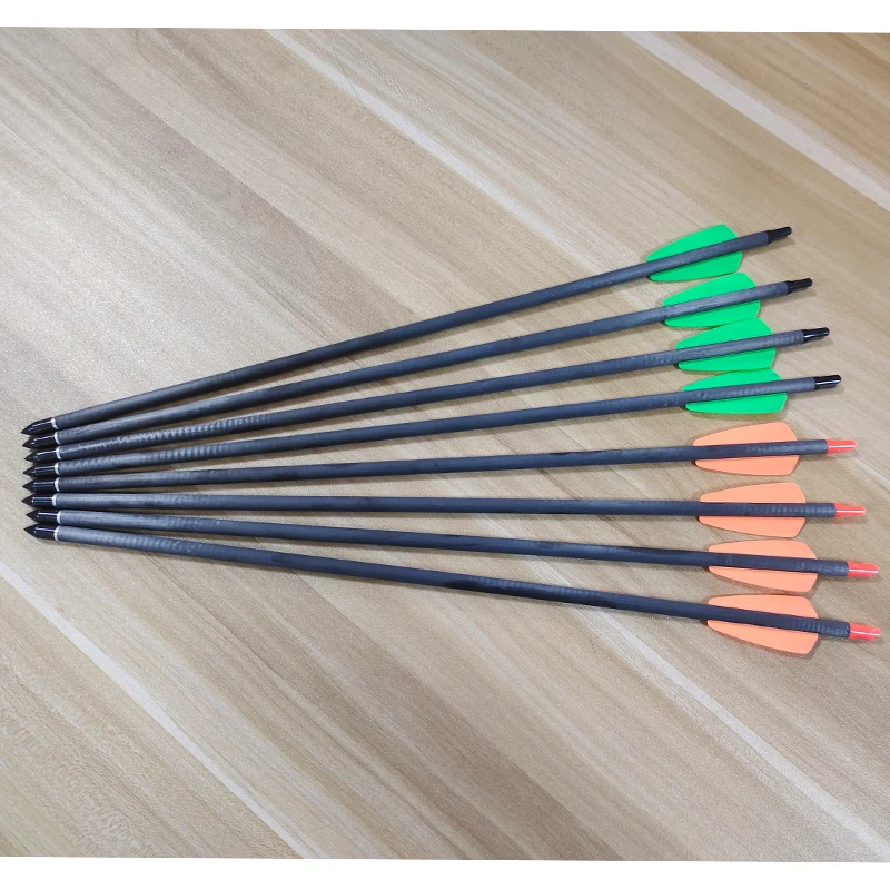 6/12/24Pcs Hunting Archery Crossbow 15inch Pure Carbon Arrows  Spine 350 Small Bolts hard Steel Arrowhead For Crossbow shooting