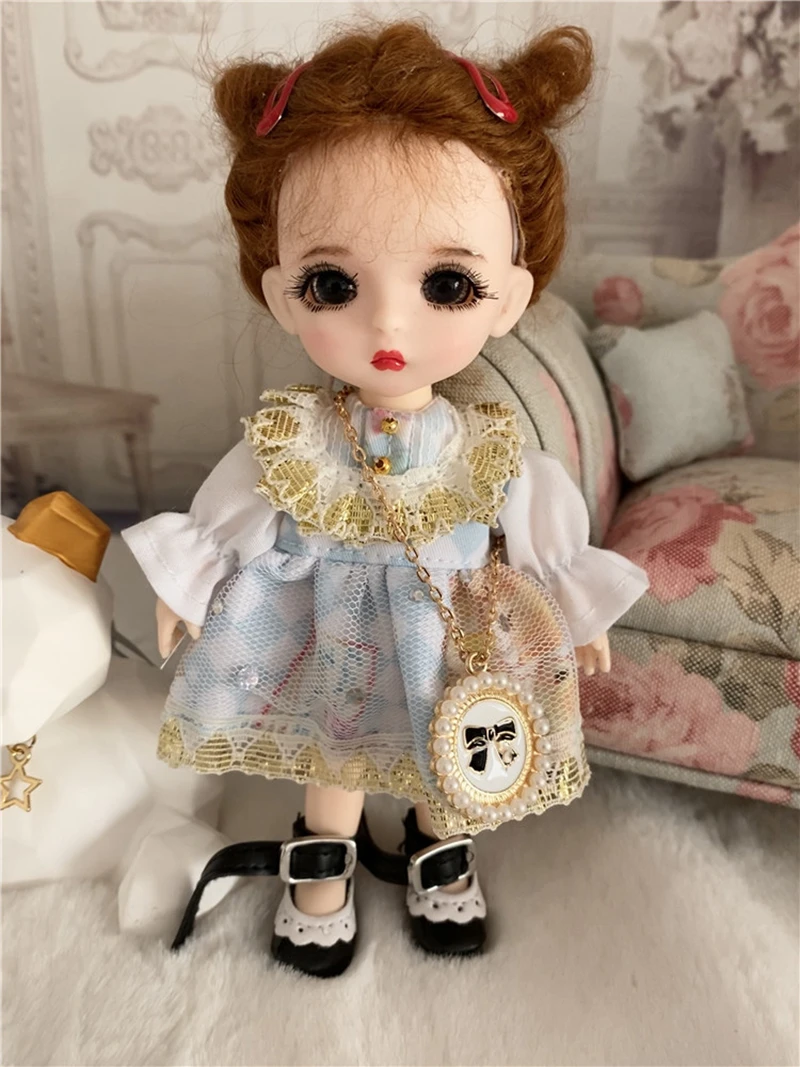 1/8 skala 16CM Mini Nette BJD Prinzessin Puppe Mit Mode Kleidung Anzug OB11 Gelenke Beweglichen Körper Figur Puppen Spielzeug geschenke Für Mädchen