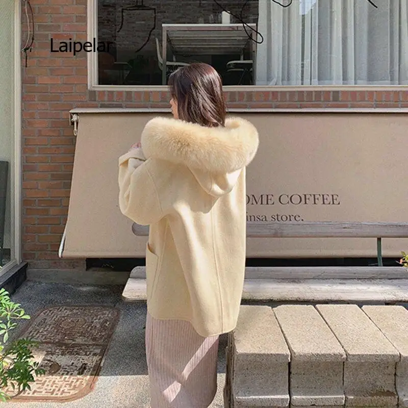 

Women Faux Fur Coat New Winter Jacket Thick Warm Lamb Fur Coat Hooded Elegant Long Sleeve Female Winter Coat Outerwear