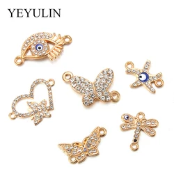 7pcs Mix Golden Rhinestone Connectors For Earrings Jewelry Making Bracelet Accessories Craft DIY Handmade Findings 7styles