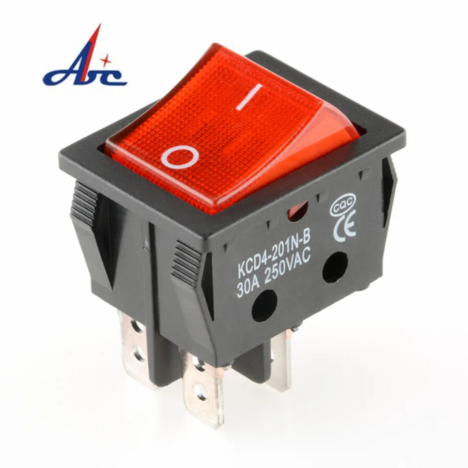 KCD4-201 ON OFF  30A/250V 16A/250V Heavy Duty 4 Pin T85 Rocker Switch with Light 12V 24V 110V 220V 380V