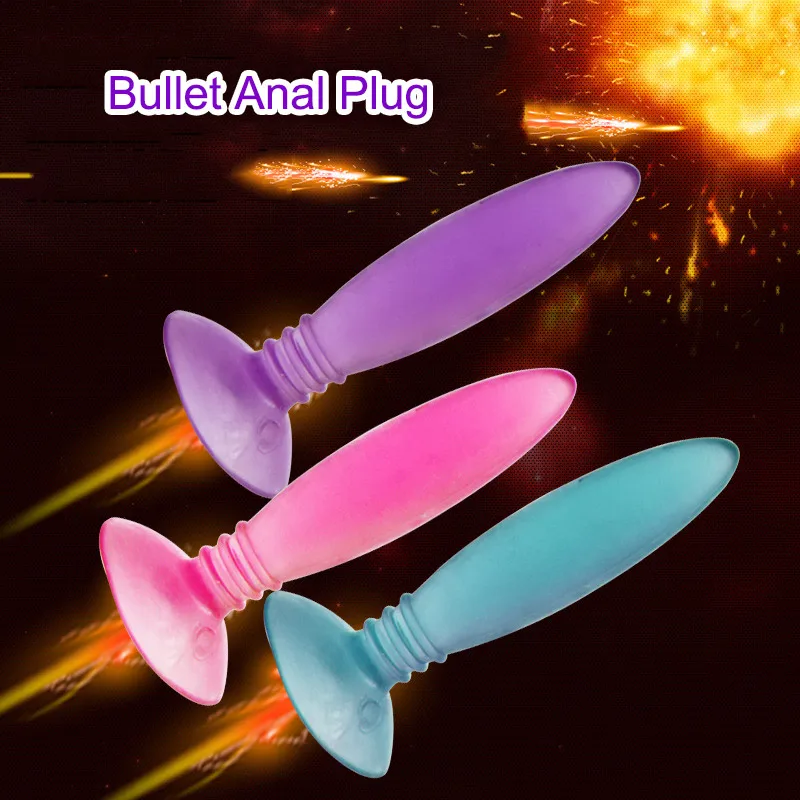 Bullet Shape Anal Plug Silicone Waterproof Sex Stimulation Toys For Adult Male Female The Bottom Suction Cup Design