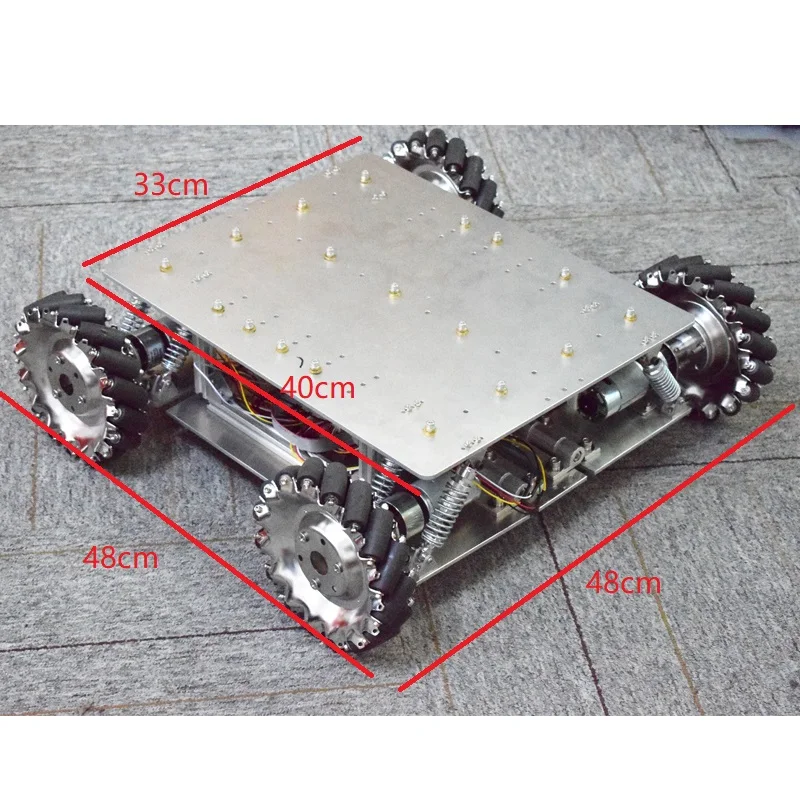 40KG Load Shock-absorbing Suspension Omni Mecanum Wheel Robot Car Chassis Platform with 4pcs 24V Motor Arduino Controller