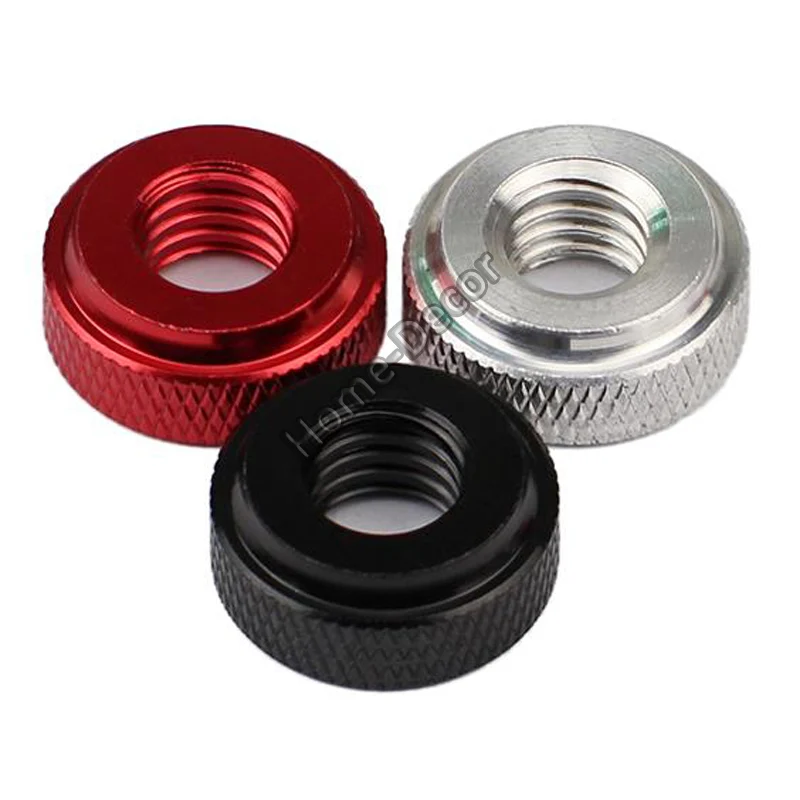 2 PCS 1/4 and 3/8 Inch Through Hole Manual Nut Aircraft Camera Tripod Fastening Nut Knurled Nut  Anodize Aluminum Nut #3