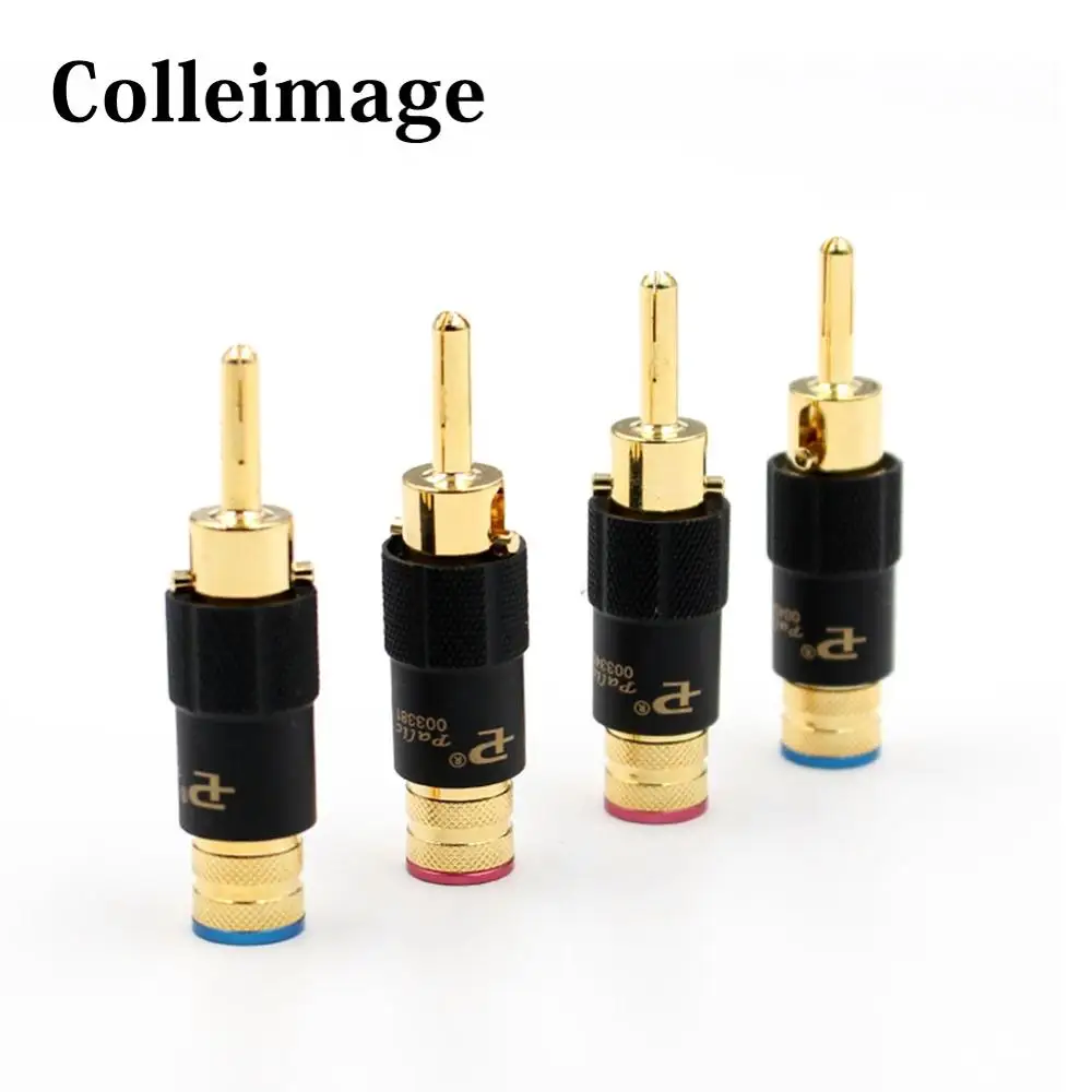 Colleimage Hi-End 4Pcs High Quality New Copper  Speaker Cable Banana Plug with Lock Speaker Amplifier Connector