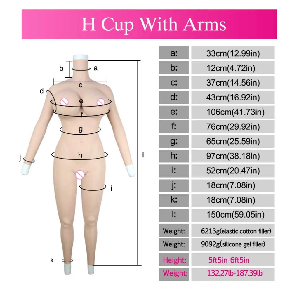 Huge H G Cup Man Fake Boobs Silicone Bodysuit One Piece Body Suit Silicon Gel With Arm Chest Male To Female Crossdresser Shemale