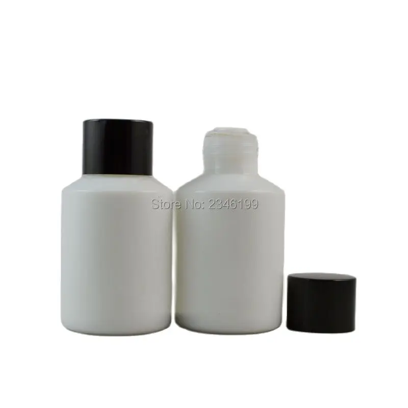 

30ML 60ML 120ML High Class Empty Cosmetic Toner Bottle, Glass DIY White Liquid Refillable Container with Black Cap, Makeup Tool