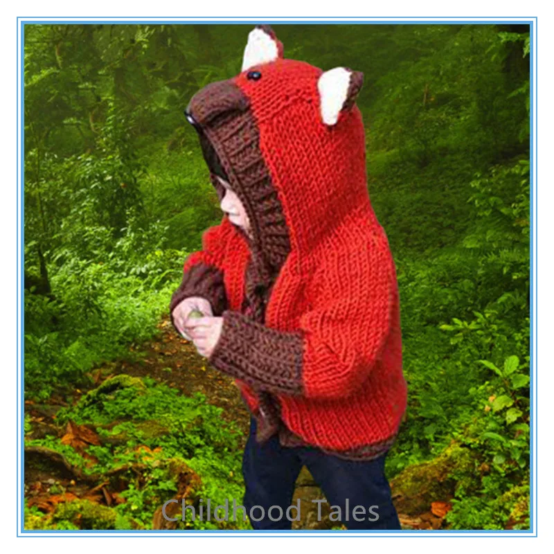 Hot sale fashion  boys and girls  baby long-sleeved cute fox  one piece hat  cardigan knitted jacket coat