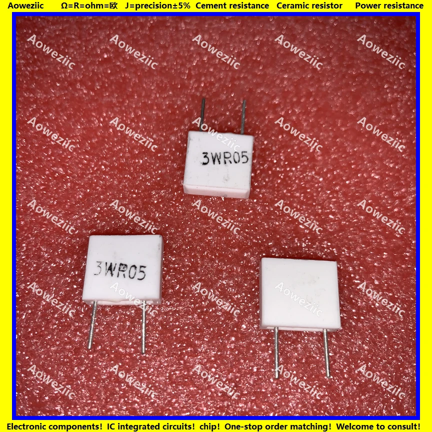 10Pcs Inductionless Cement Resistor 3W 0.05 ohm 3WR05J R 0.05RJ 3W0R05J Ceramic Resistance precision 5% Non-inductive Resistor