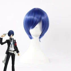 Anime PERSONA3 Shin Megami Tensei: Persona 3 Yuki Makoto Yuuki Cosplay Wig Blue Short Synthetic Hair Wigs+ Wig Cap