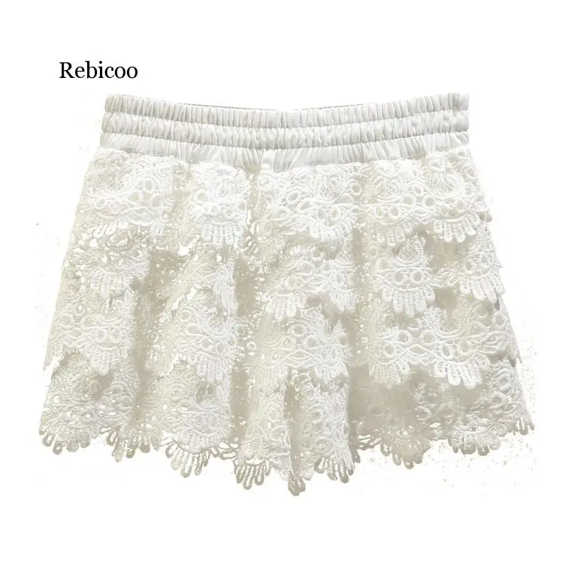 

Shorts Women Summer Style Feminina New Lace Stretch Black White Shorts Female