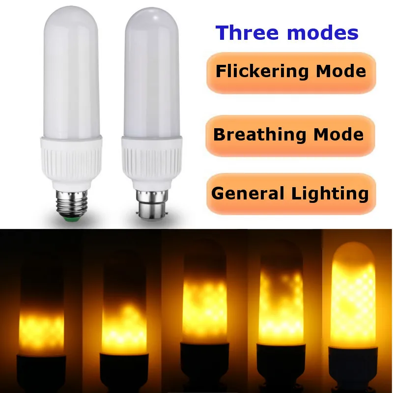 1pcs E27 6W 2835 SMD 99 LED 1800K Flicker Flame Fire Yellow Corn Light Lamp Bulb AC85V-265V Support Dropshipping