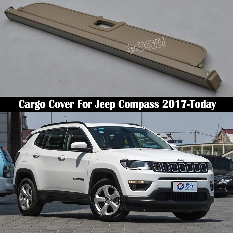 

Rear Cargo Cover For Jeep Compass 2017-2021 Manual Switch Tail Door privacy Trunk Screen Security Shield shade Auto Accessories