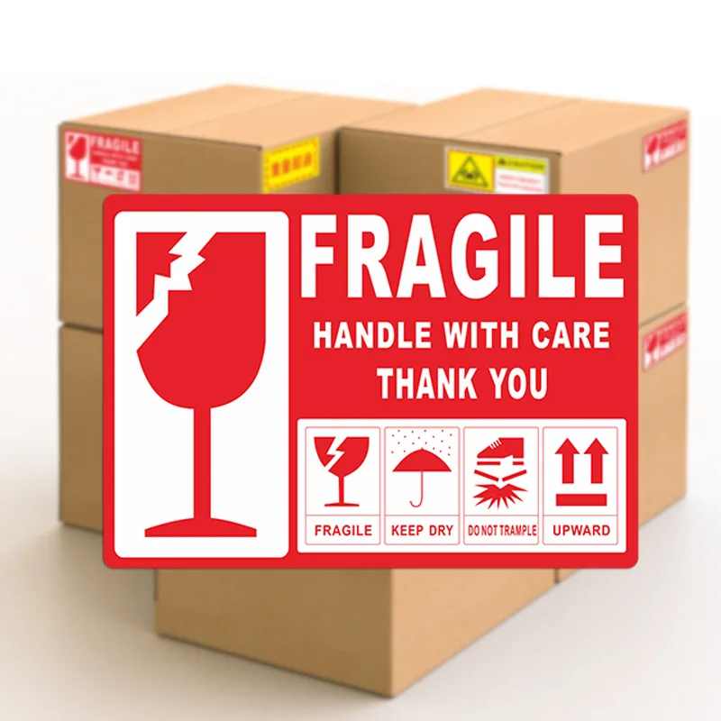 Fragile Warning Label Sticker Logistics Accessories Hazard Warning Sign Handle With Care Keep Express Label Adhesive 50/100pcs