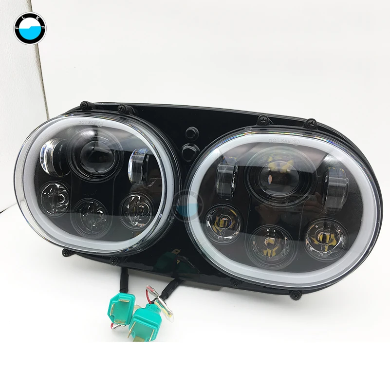 5.75'' Dual Motorcycle led headlight Accessories High/Low halo ring angel eyes for motorcycle Road Glide 2004~2013.