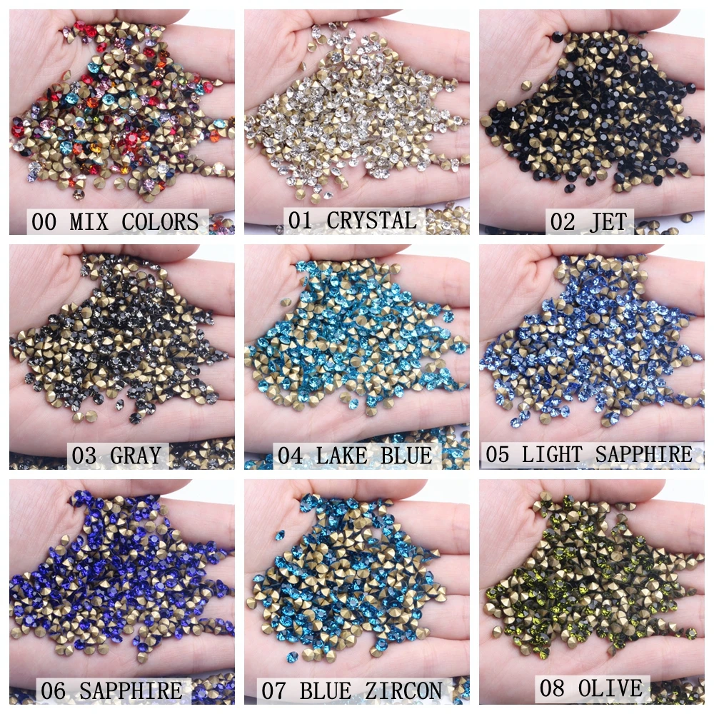 ss25-ss29 5.4-6.4mm Strass Chatons-Stone Jewelry-Making Glass Nail-Art Pointed-Back Diamante-Supplier Cone