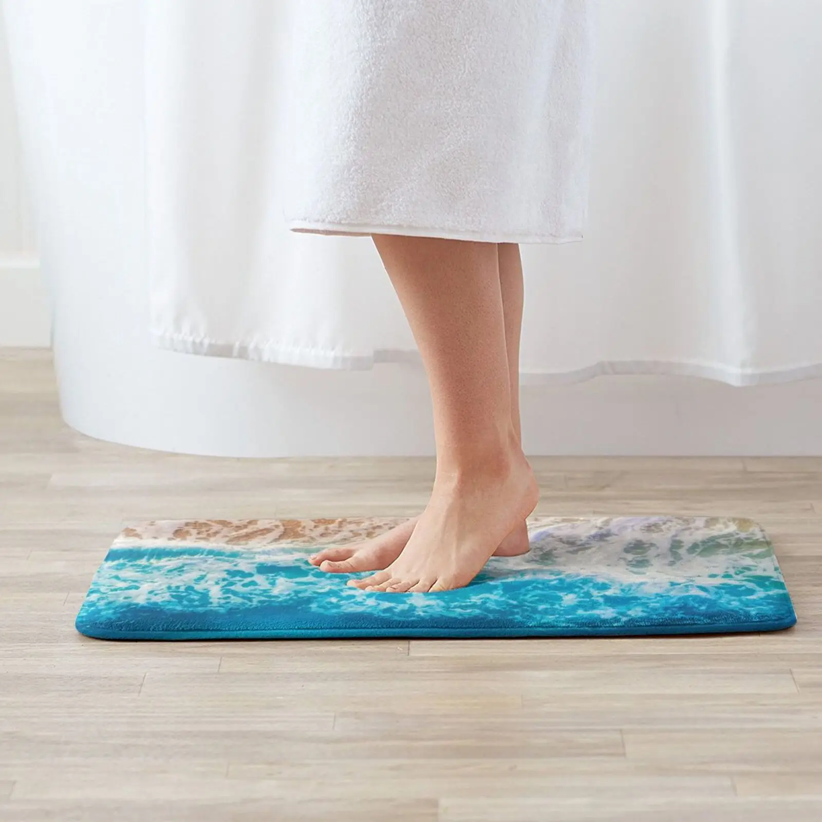 Majestic Sea Soft Non-Slip Mat Rug 1458 Carpet Cushion Marble Sea Ocean Blue Water Abstract Waves Watercolor Pattern Beach