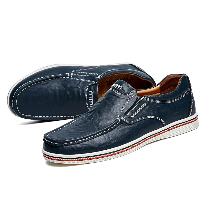 FUQIAO 2025 New Men Shoes Genuine leather Comfortable Men Casual Shoes Footwear Chaussures Flats For Men Slip On Lazy Shoes