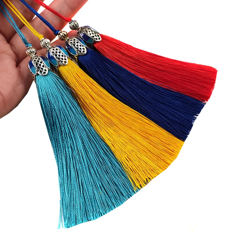 2pcs/lot 17cm Crown Cap Tassels Craft Tassels Silk FringeTassel Key Tassels For Jewelry Making Crafts Designs Decorations