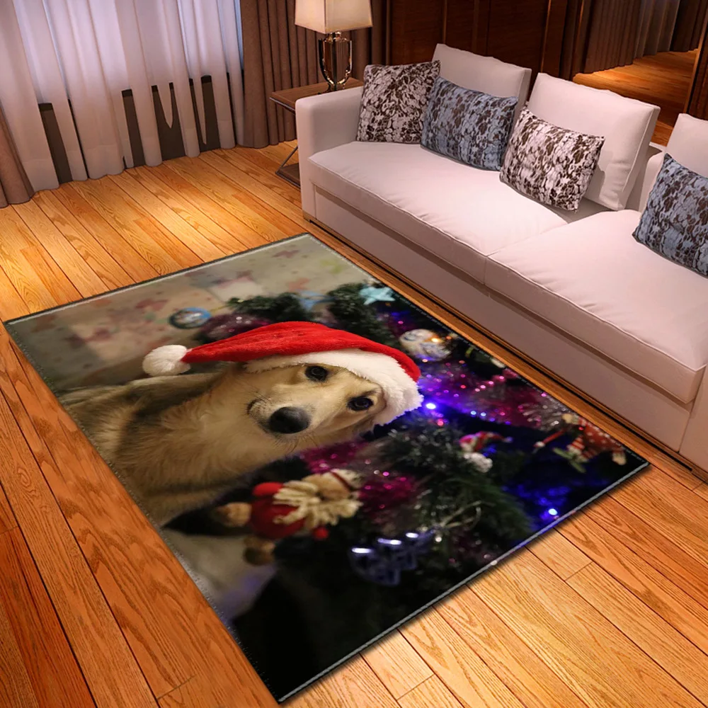 Cartoons Christmas Carpet 3D Flannel Home Decor Big Rugs Kitchen Anti-slip Mat Custom new Year decoration Carpes for Living room