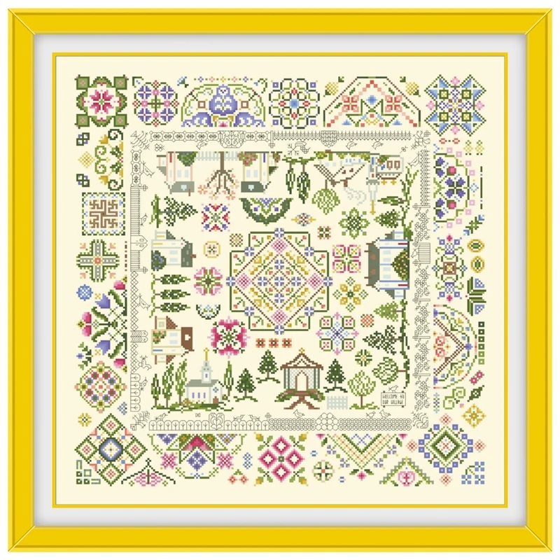 Puzzle palisander ogród krzyż zestaw do szycia aida tkaniny 18ct 14ct 11ct światło żółte nić bawełniana zestawy do haftowania DIY zestaw