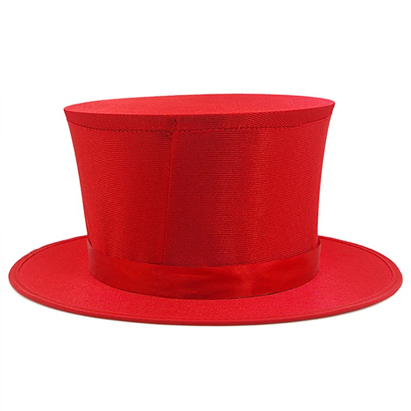 Red Folding Top Hat Spring Magic Tricks Appearing/Vanishing Objects Hat Stage Accessories Gimmick Mentalism Comedy