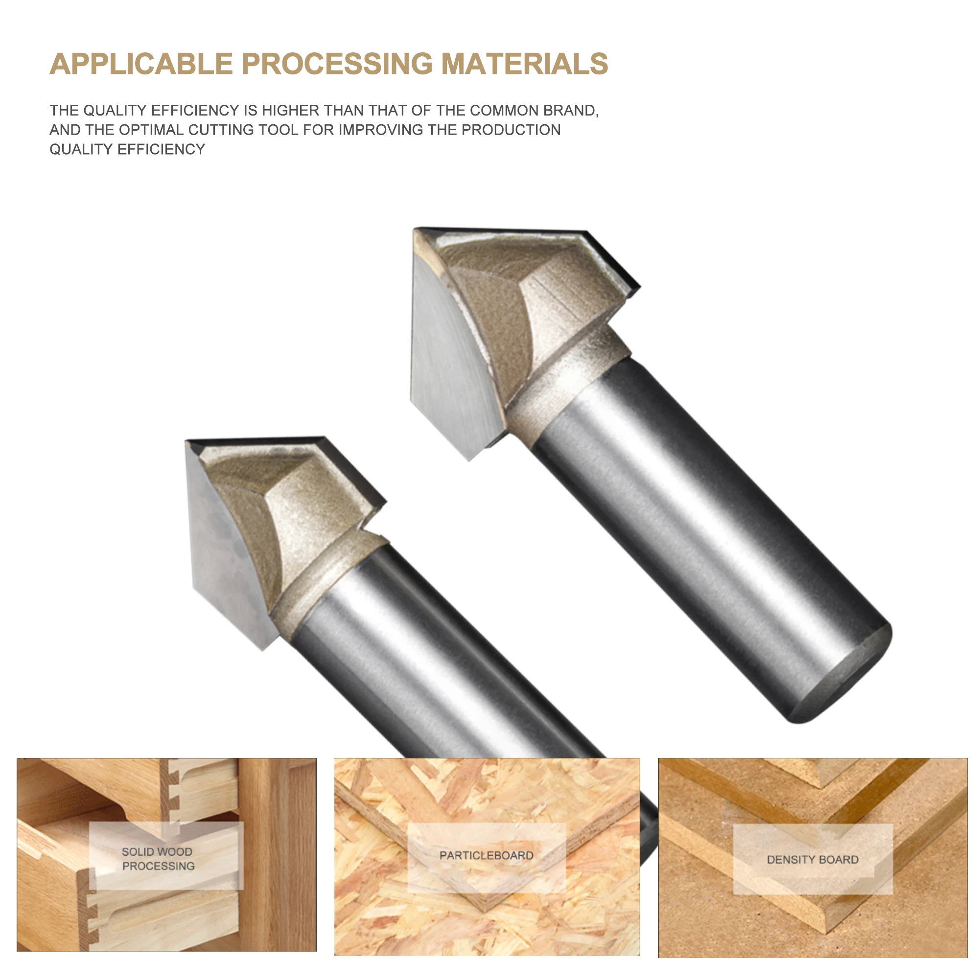 UCHEER 1pc V-router bits 90 ° fresa semplice senza guida per cuscinetti taglierina per rifilatura strumenti per la lavorazione del legno