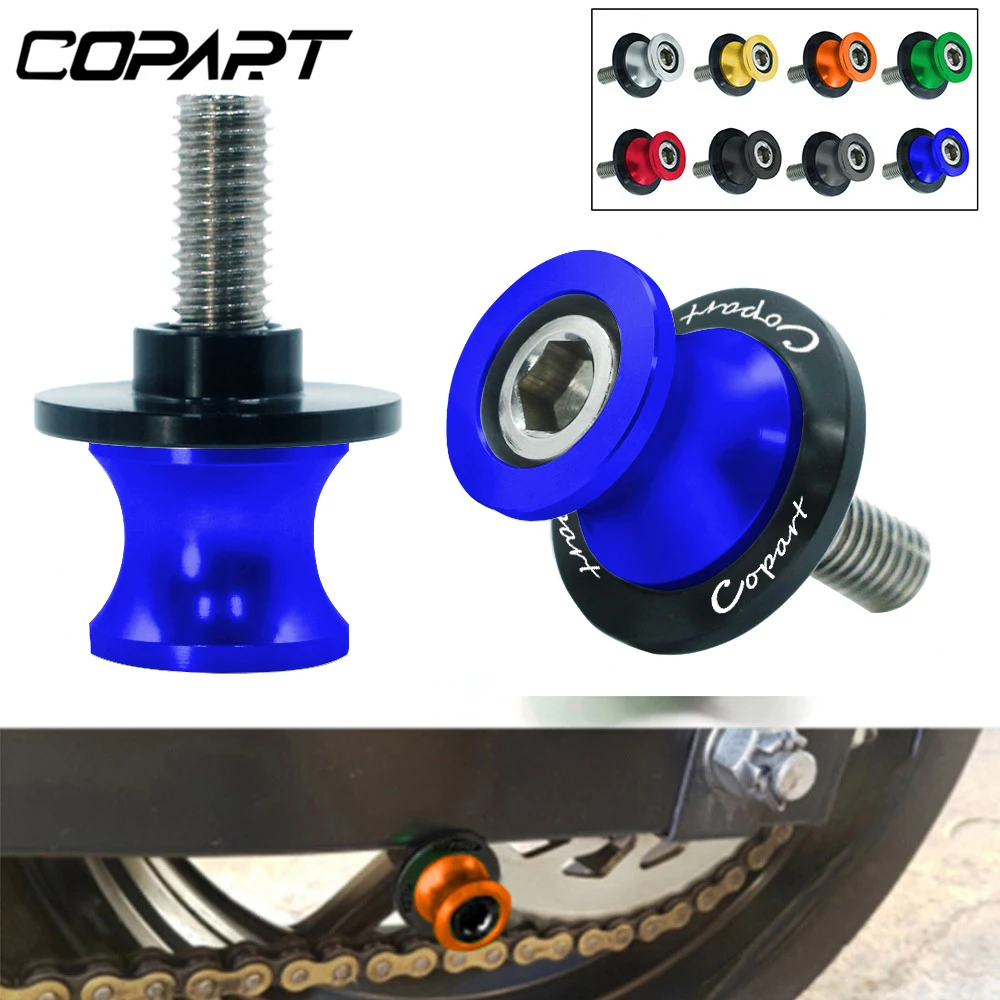For Yamaha YZF R1 R6 YZFR3 R6S MT-09 FZ6 FZ8 FZ1 XJR 1300 XJ6 2PCS 6MM Swing ArmSliders Spools CNC Swing Arm Stand Screw Paddock