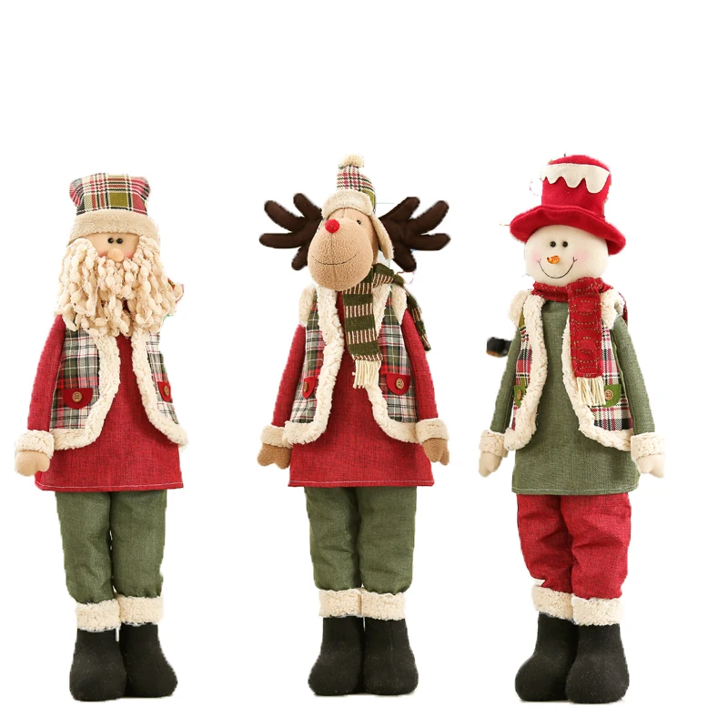 Christmas decorations, retractable Santa Claus snowman doll, elk Christmas children's toy doll ornaments