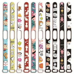 Correa mi band 3 4 5 Silicone Printing Cartoon Pattern Watch Band Bracelet Smart Sports Fitness Wrist For Xiao mi band 6 Strap