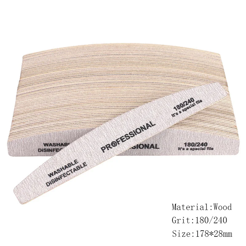 50 Stuks Professionele Nagelvijl 80/100/180/240 Grijs Manicure Buffer Blok Mix Stijl Nagelvijl Pedicure Schuren nagelsalon Gereedschap