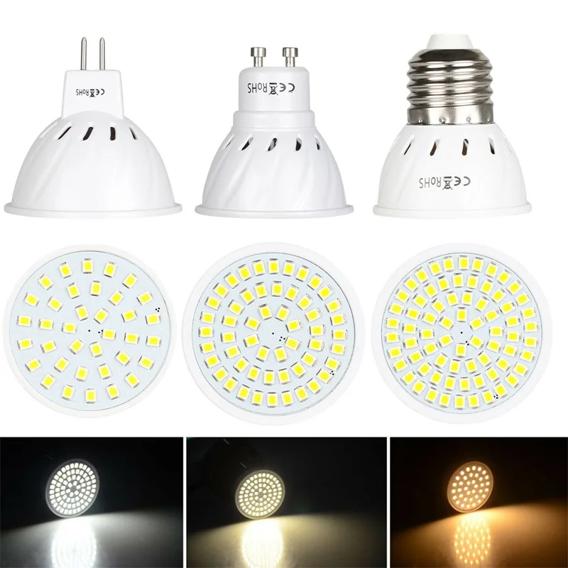 GU10 LED E27 Lamp E14 Spotlight Bulb 36 54 72 leds lampara 220V GU 10 bombillas led MR16  Lampada Spot light 12V 24V Lamp Bright