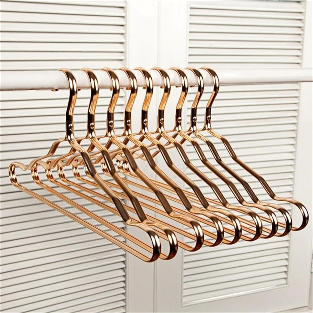 

10pcs High Quality Durable Use Colorful Option Gold Aluminum Alloy Cloth Hangers For Adult And Kids