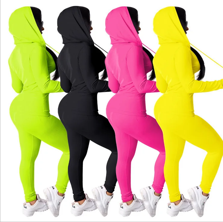 2pcs Jogging Suits For Women Winter Running Sets Casual Hoodies Zipper Top Sweat Pants Tracksuit Jogger Suits Female Sportswear