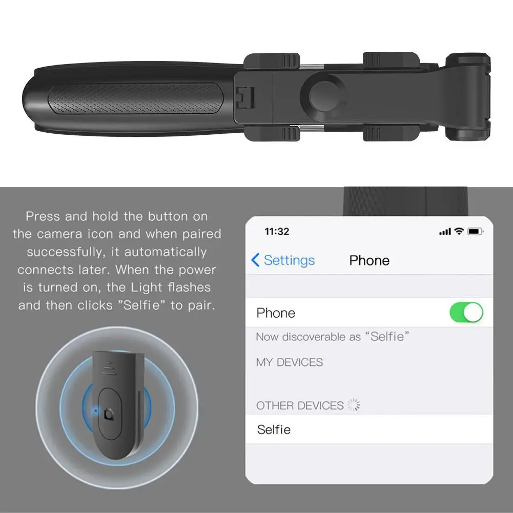 Professional ขาตั้งกล้อง Selfie Stick สำหรับโทรศัพท์มือถือ Photo หมุนเสาบลูทูธรีโมทคอนโทรลขาตั้ง Live Broadcast ผู้ถือ