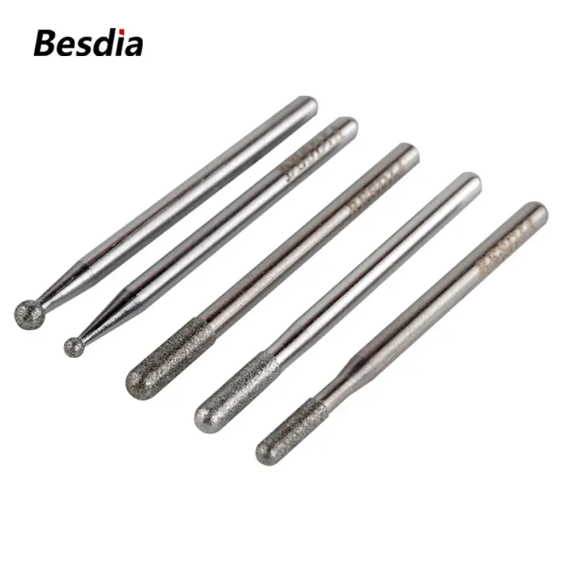 TAIWAN-Liga Galvanizada Diamante Montado Pontos, 3.0mm Shank, Moagem Heads Ternos para Ferramentas Rotativas Dremel, Besdia, 30Pcs Set