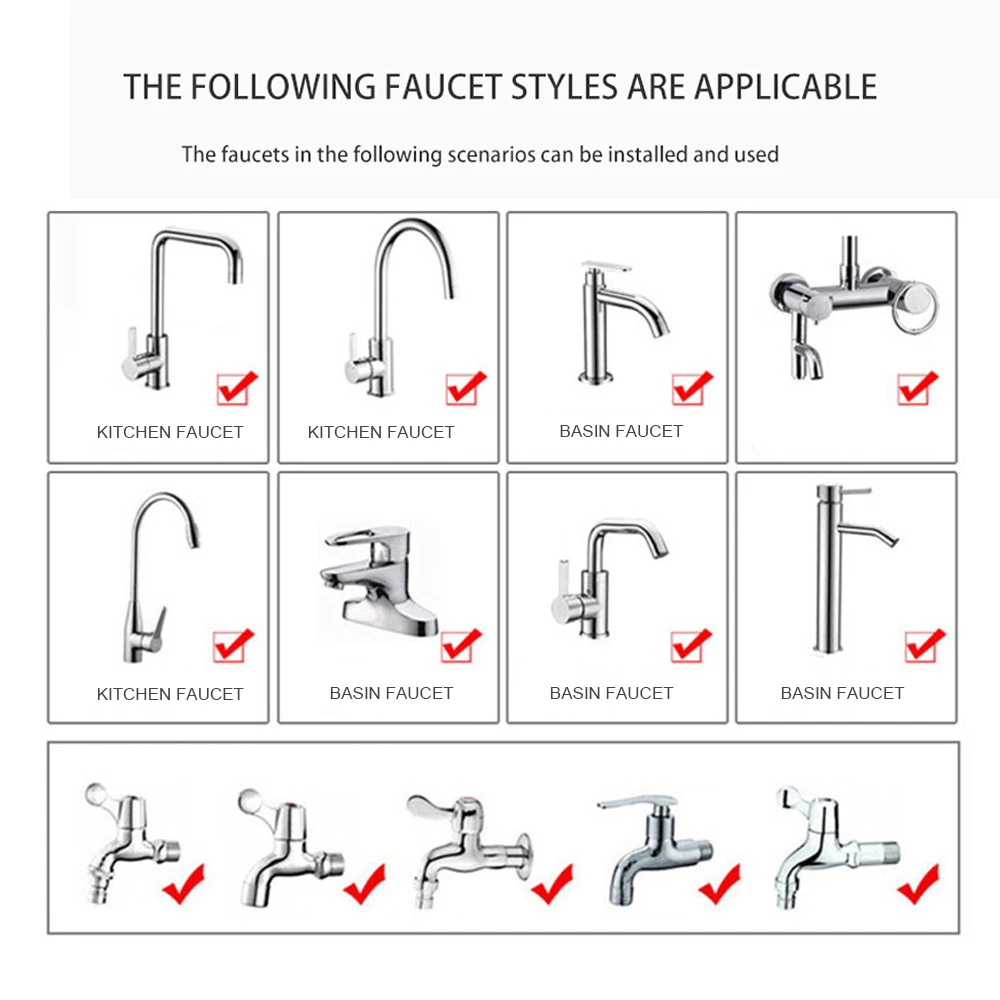 3Modes Kitchen Water Faucet Filter Adjustable High Pressure Tap Aerator Spray Head Universal Anti Splash Faucet Nozzle Connector