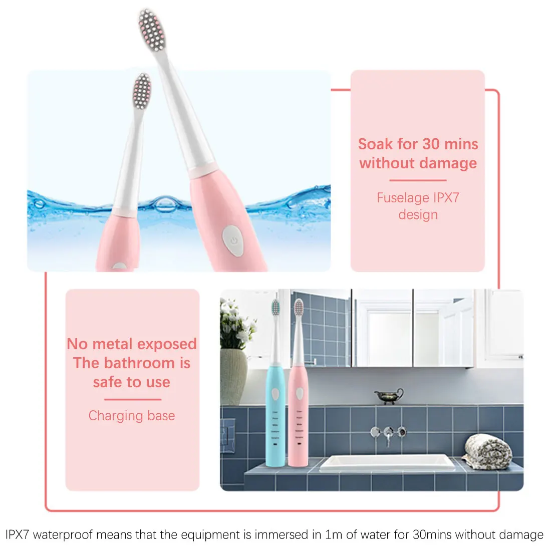 ชาร์จไฟฟ้า Ultrasonic ที่มีประสิทธิภาพอัตโนมัติสมาร์ทฟันแปรงเปลี่ยนหัวแปรงสีฟัน5โหมดผู้ใหญ่