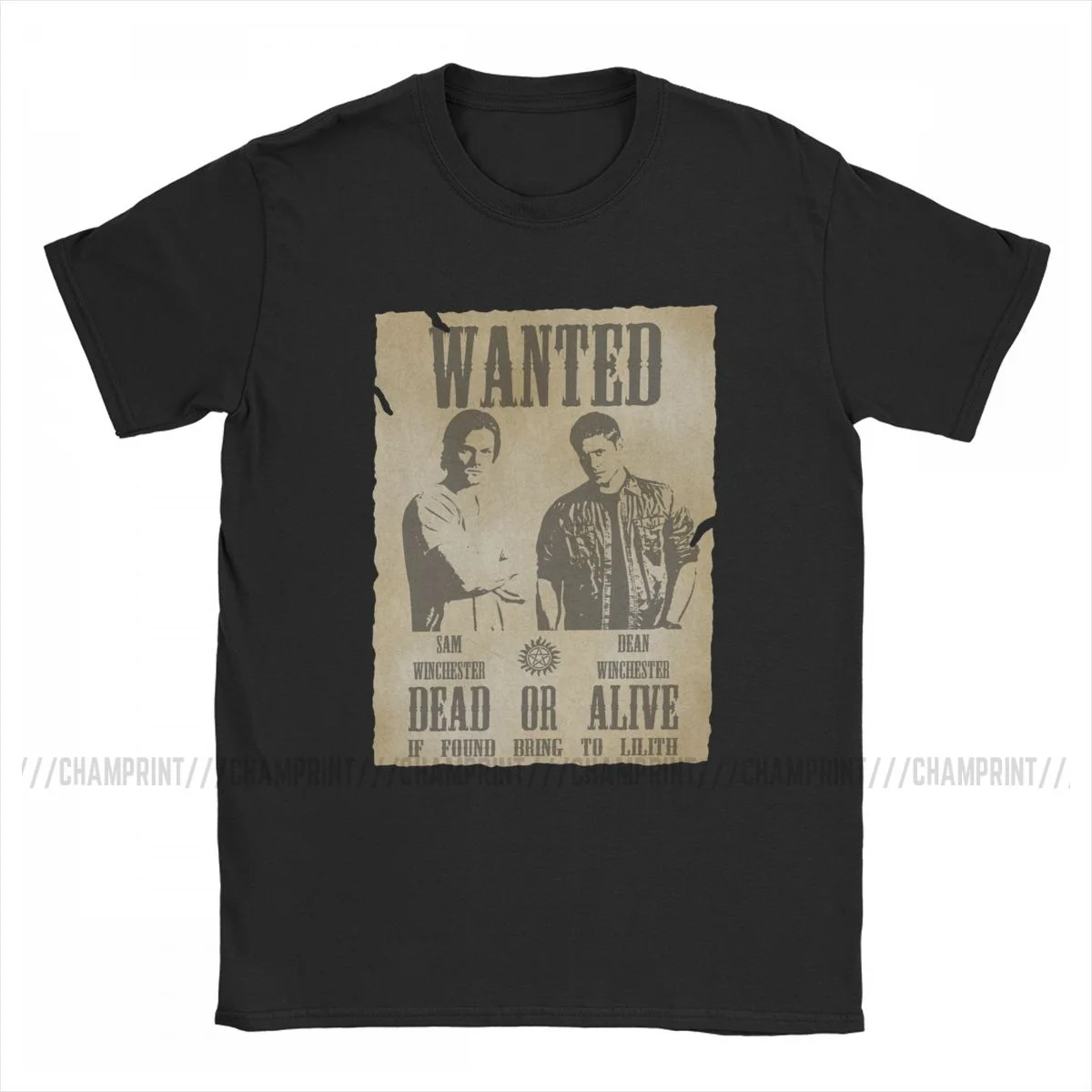 Supernatural Wanted Dead Or Alive T-Shirt Men Winchester Funny Cotton Tees O Neck Short Sleeve T Shirts Gift Idea Clothes