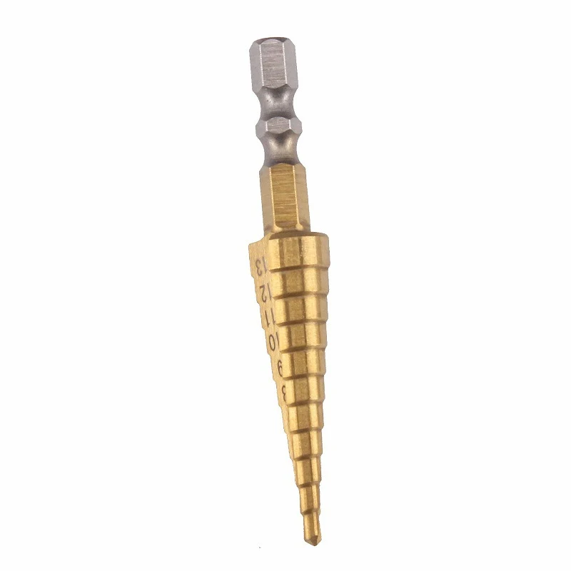 Basic hex handle cobalt step drill bit stainless steel metal hole drill double blade pagoda drill 3-13 bag box